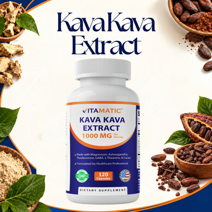 Kava Kava Extract 1000mg per Serving, 120 Veg Capsules