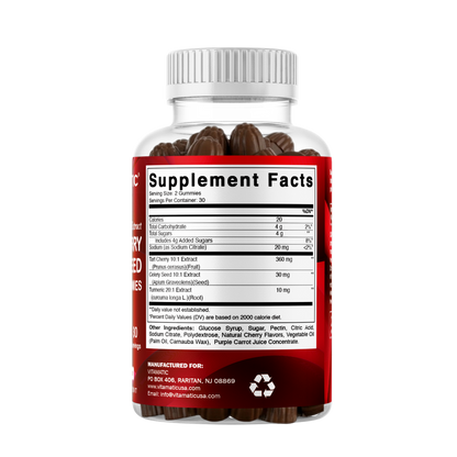 Vitamatic Tart Cherry (360 mg) with Celery Seed (30 mg) 10:1 Extract & Turmeric 20:1 Extract (10 mg) - (Per Serving/2 Gummies) - 60 Gummies
