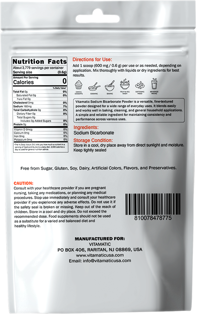Vitamatic Baking Soda 5 lb (2.27 kg) – Sodium Bicarbonate Powder