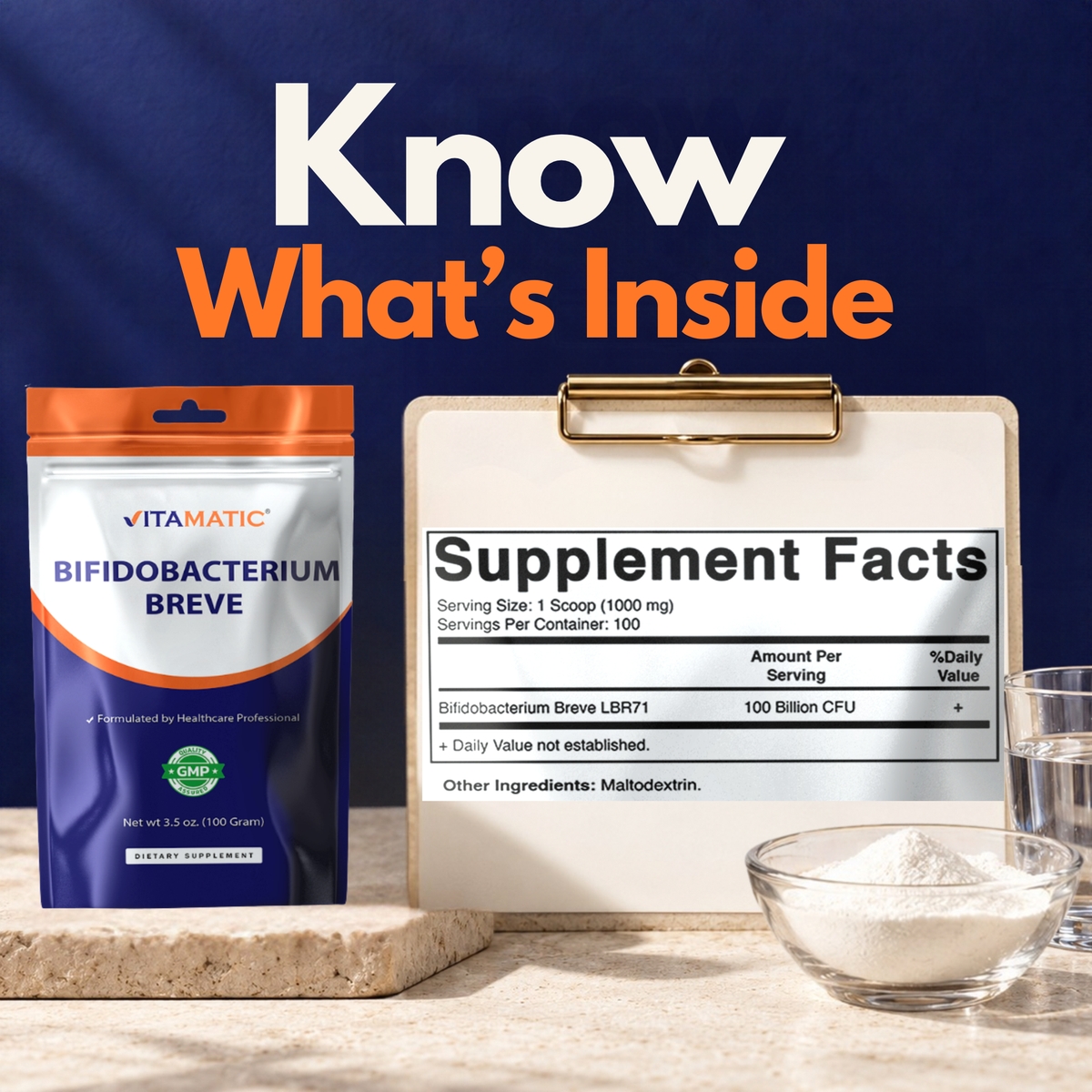 Bifidobacterium Breve Probiotic Powder, 100g Pouch