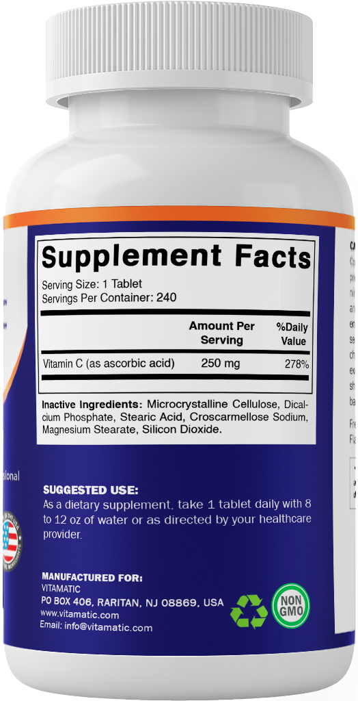 Vitamatic Vitamin C 250mg 240 Vegetarian Tablets