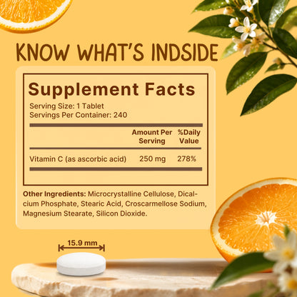 Vitamatic Vitamin C 250mg 240 Vegetarian Tablets