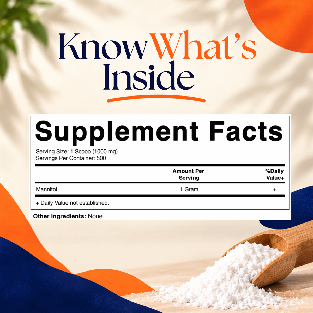 Mannitol Powder 1000mg Per Serving, 500g Pouch