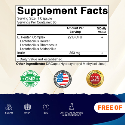 Lactobacillus Reuteri Complex 22 Billion, 60 DR Capsules