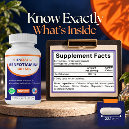 Benfotiamine 300mg Supplement, 90 Veg Capsules