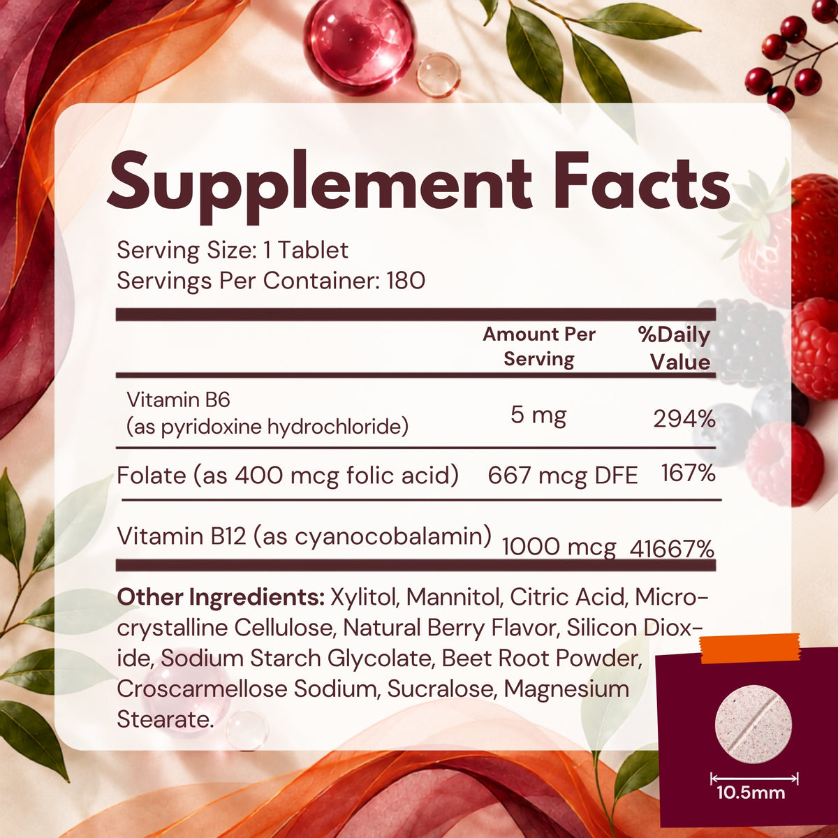 Vitamatic Folic Acid with B6 & B12, 180 Tablets