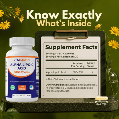 Alpha Lipoic Acid 600mg Per Serving, 240 Capsules