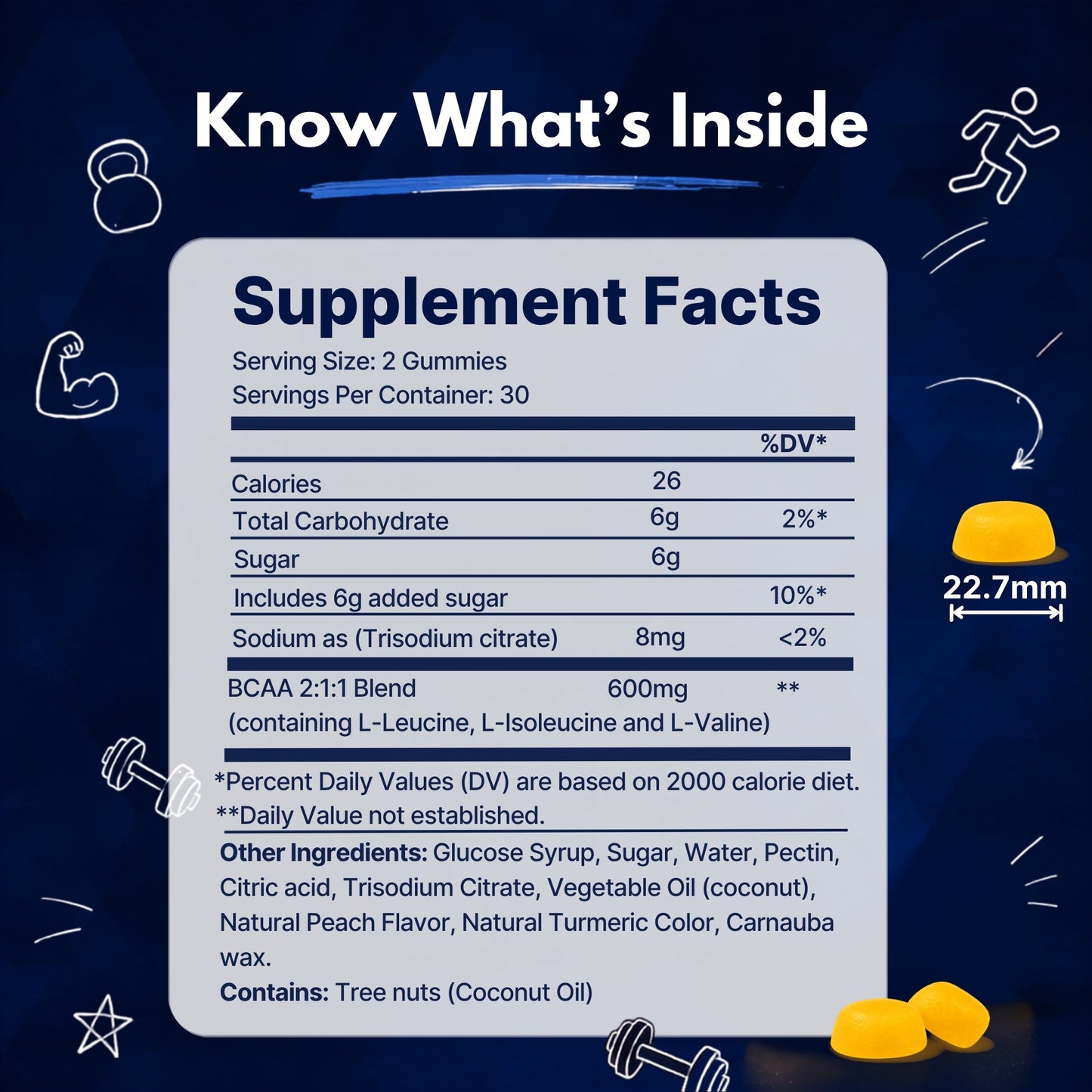 Vitamatic BCAA 600mg per Serving Gummies, 60 Count