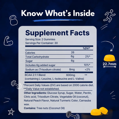 Vitamatic BCAA 600mg per Serving Gummies, 60 Count