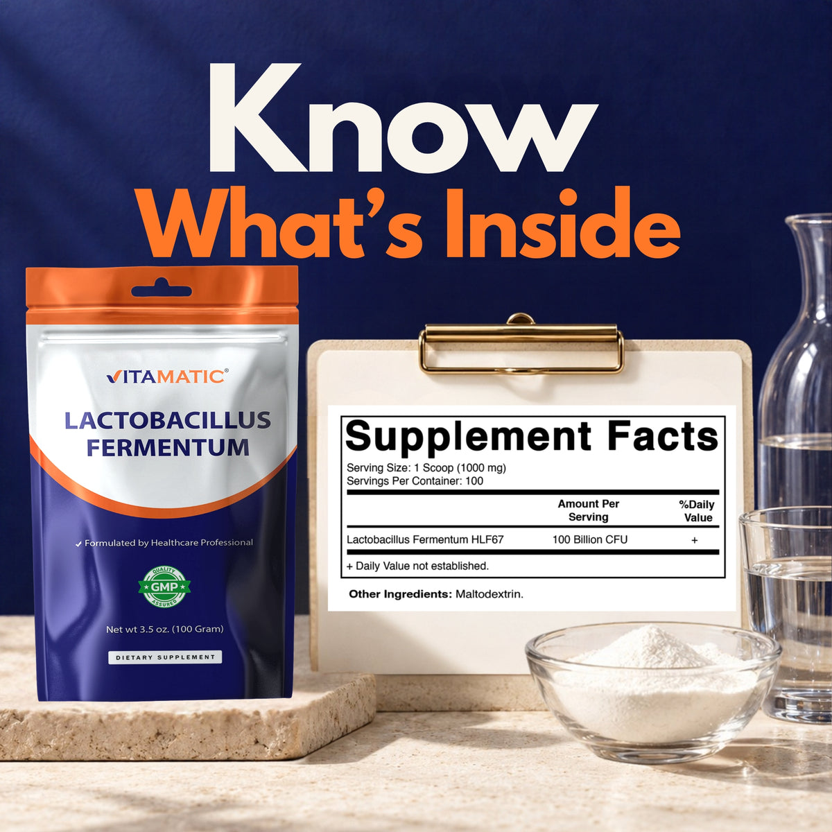 Lactobacillus Fermentum Probiotic Powder, 100g Pouch