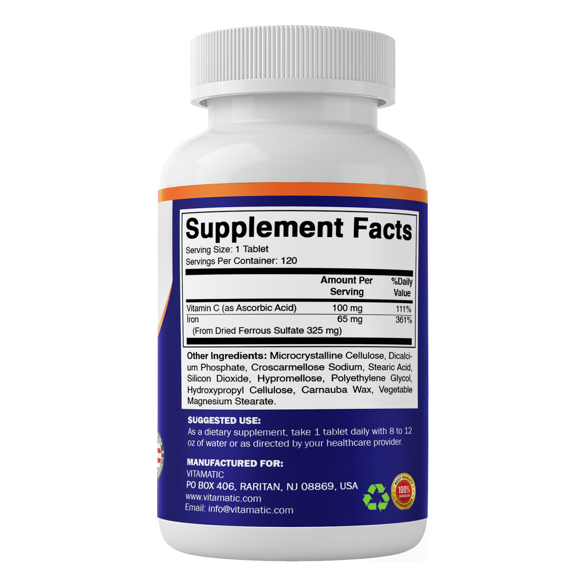 Ferrous Sulfate 325mg + Vitamin C 100mg Tablets