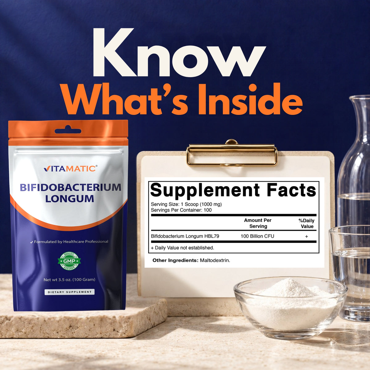 Bifidobacterium Longum Probiotic Powder, 100g Pouch