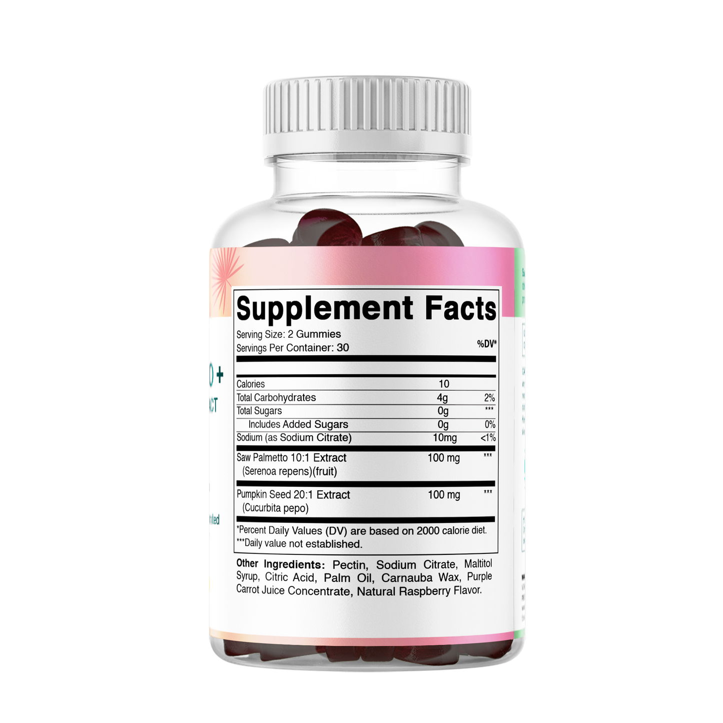 Vitamatic Saw Palmetto & Pumpkin Seed Gummies – Natural Raspberry Flavor – 60 Count