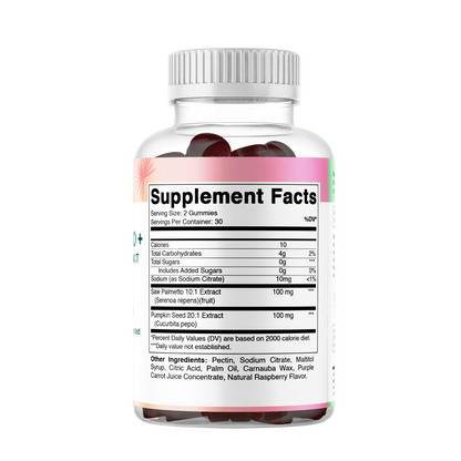 Vitamatic Saw Palmetto & Pumpkin Seed Gummies – Natural Raspberry Flavor – 60 Count