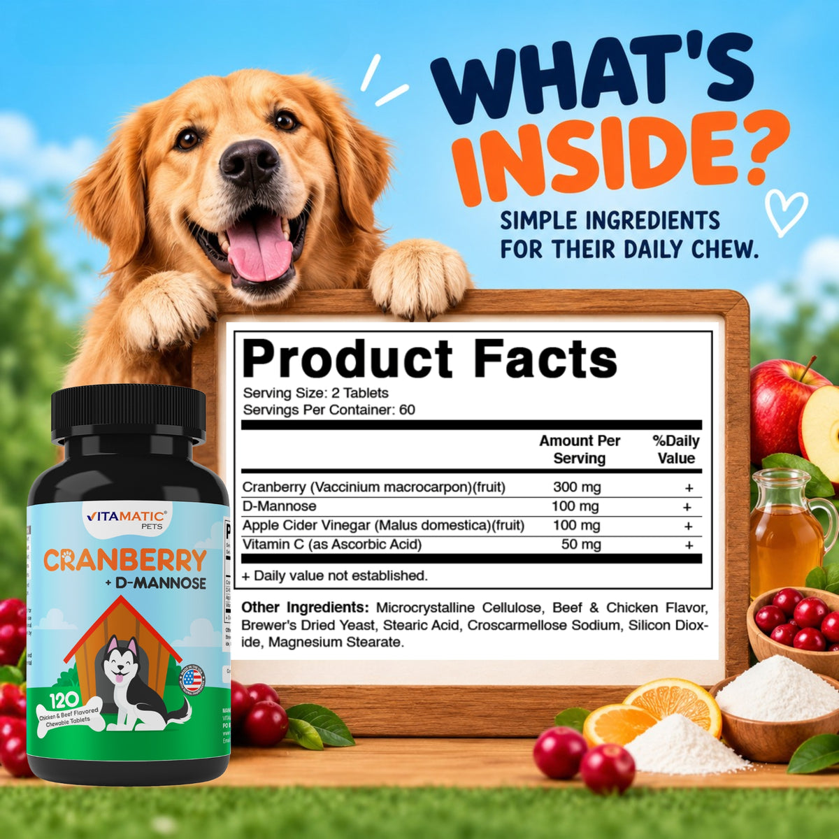 Cranberry for Dogs, 120 Chewable Tablets