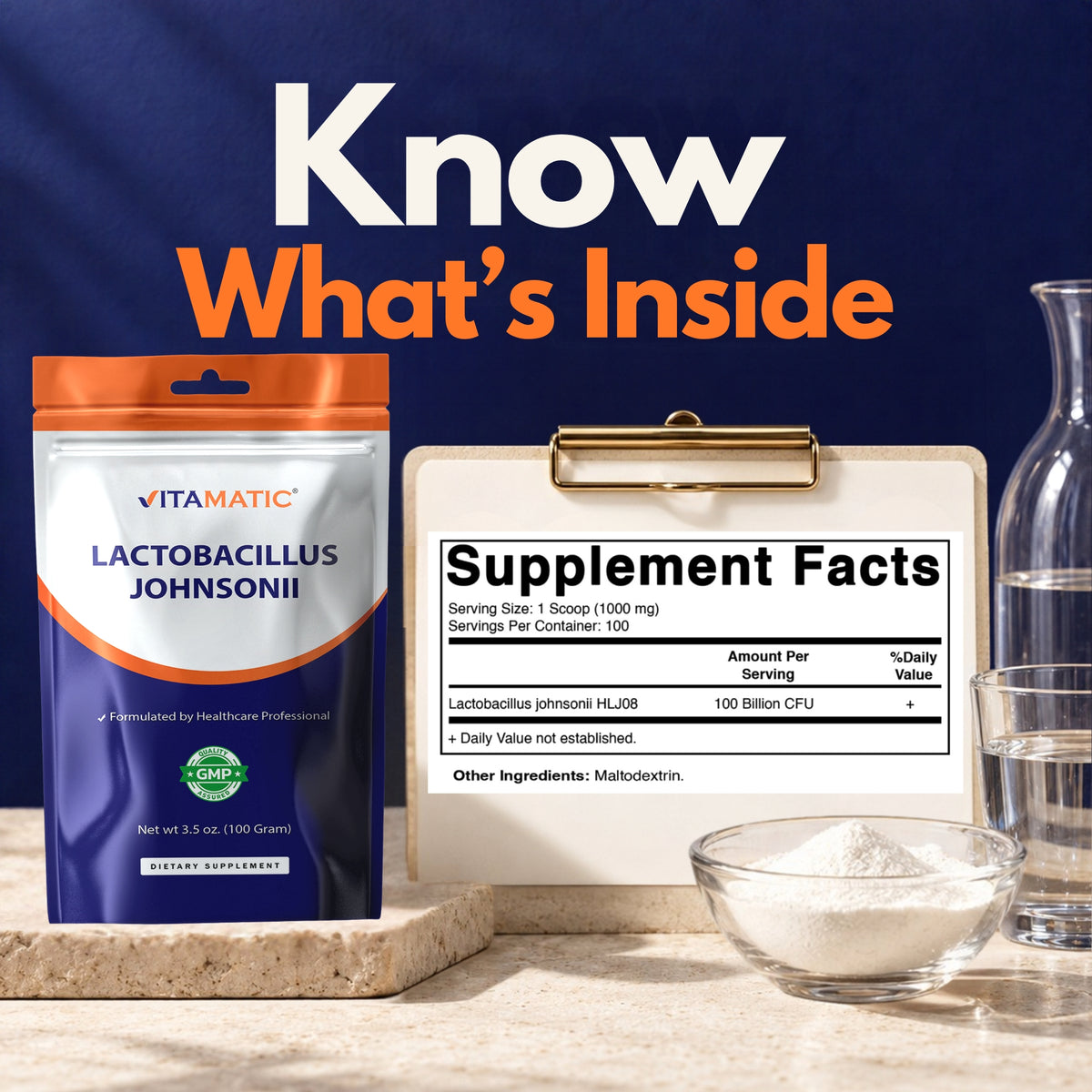 Lactobacillus Johnsonii Probiotic Powder, 100g Pouch