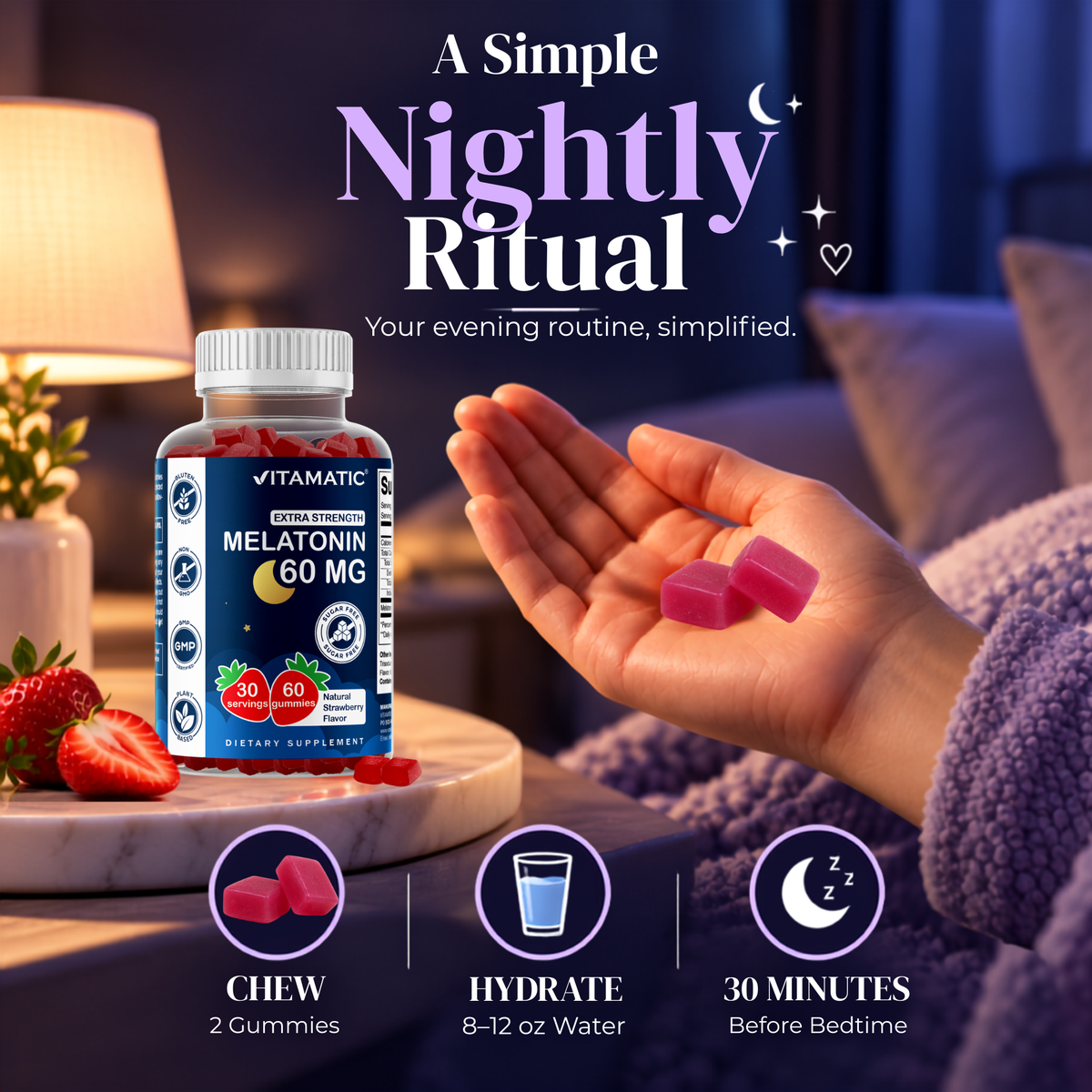Vitamatic Sugar-Free Melatonin 60mg, 60 Gummies