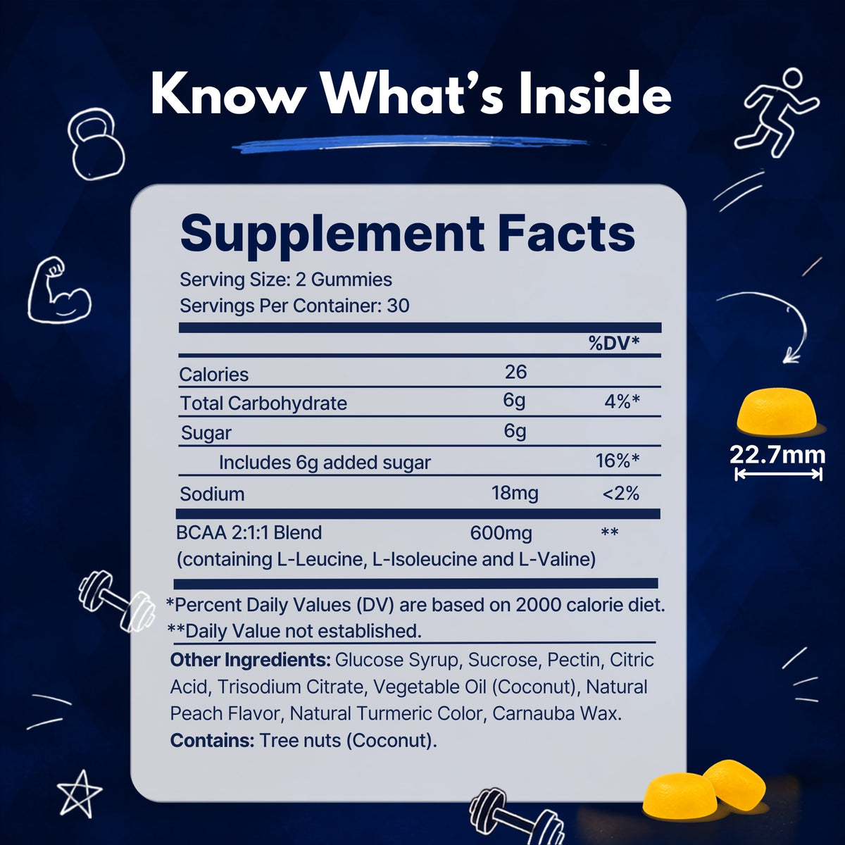 Vitamatic BCAA 600mg per Serving Gummies, 60 Count