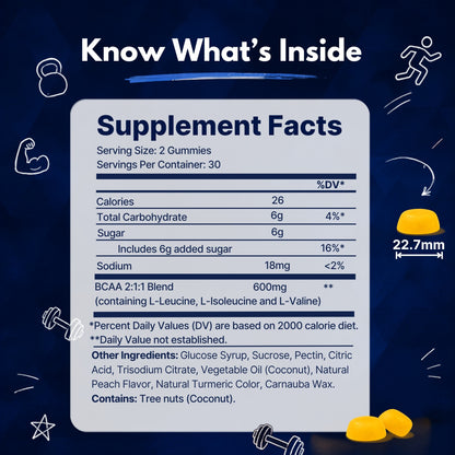 Vitamatic BCAA 600mg per Serving Gummies, 60 Count