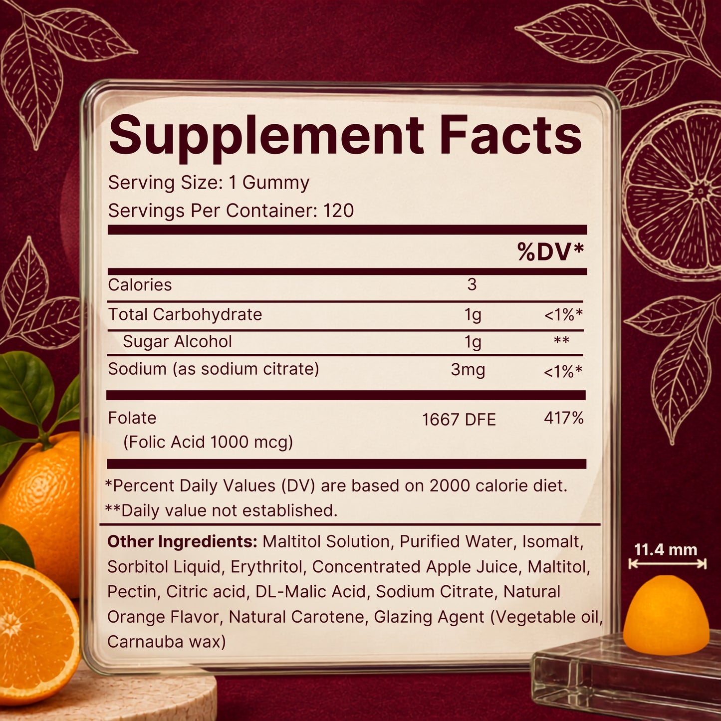 Vitamatic Sugar-Free Folic Acid 1mg, 120 Gummies