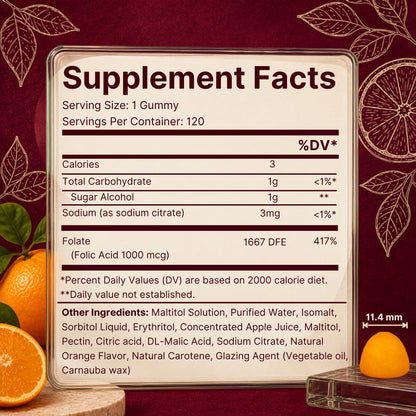Vitamatic Sugar-Free Folic Acid 1mg, 120 Gummies