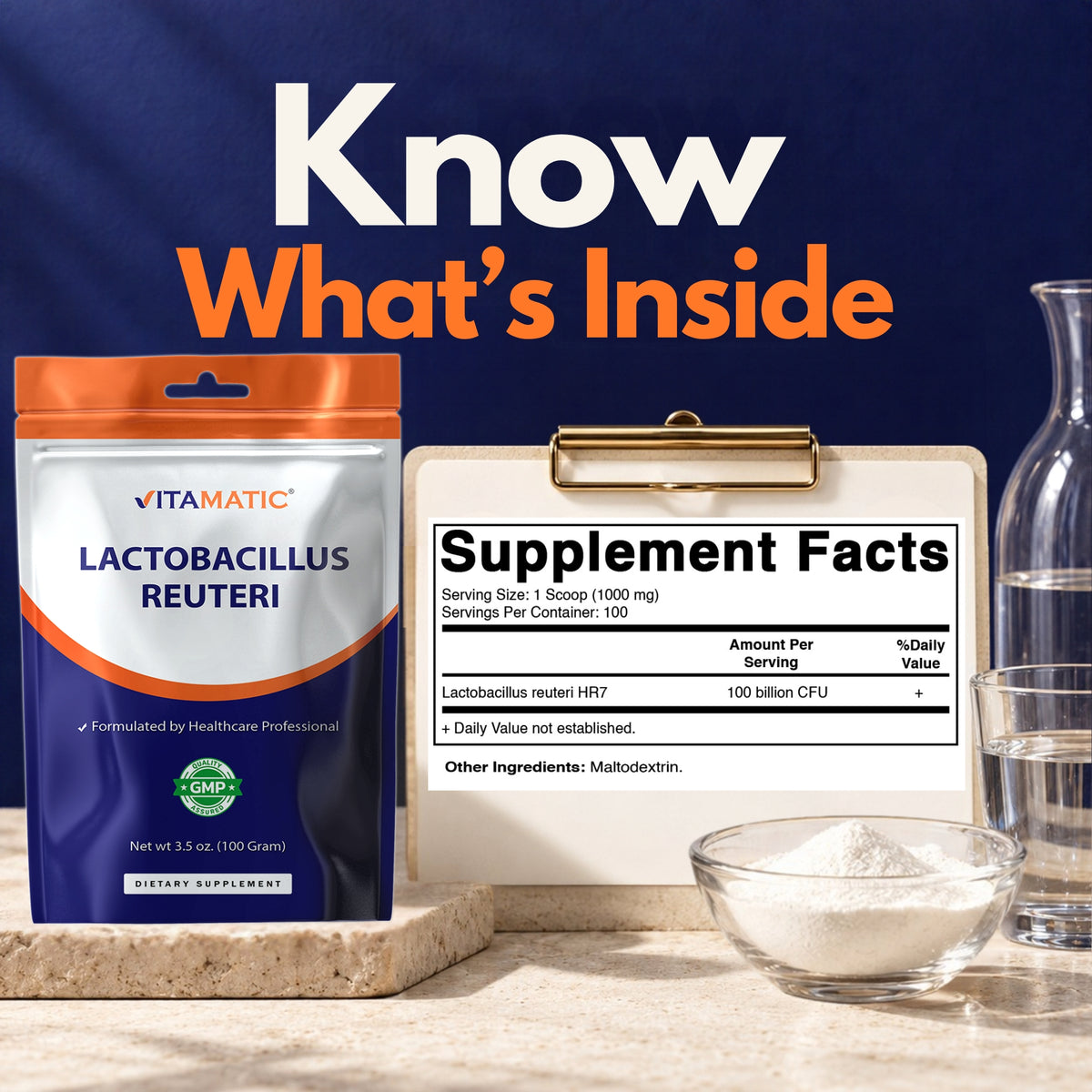 Vitamatic Lactobacillus Reuteri Probiotic Powder, 100g Pouch