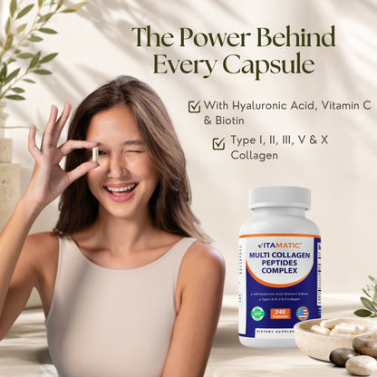 Vitamatic Multi Collagen Peptides Complex, 240 Capsules