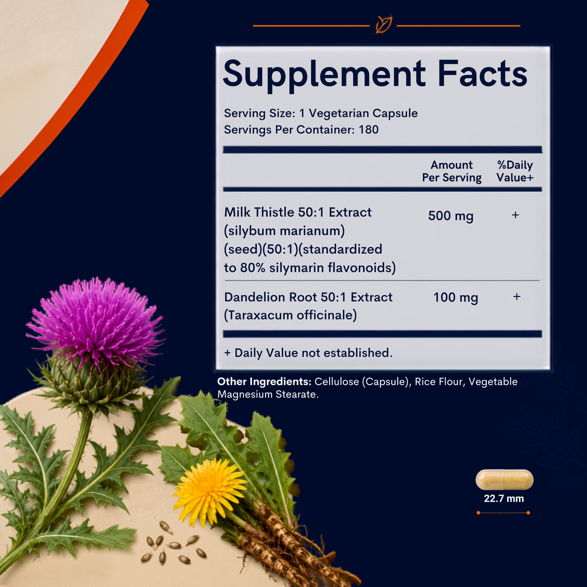 Vitamatic Milk Thistle + Dandelion Root, 180 Veg Capsules