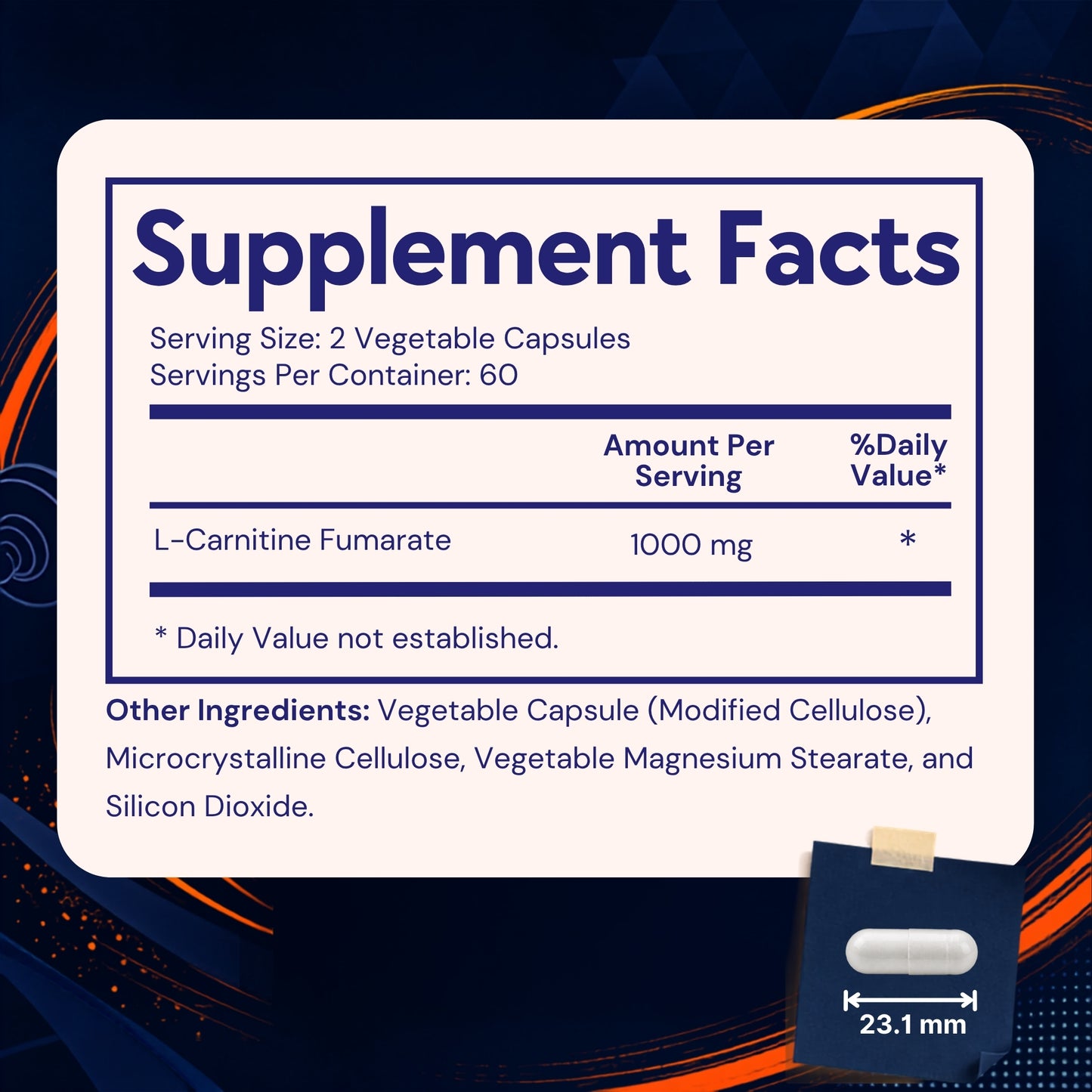 Vitamatic L-Carnitine Fumarate 1000mg, 120 Veg Capsules