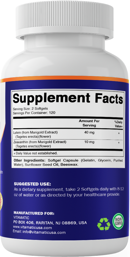 Lutein 40mg with Zeaxanthin 10mg | 240 Softgels