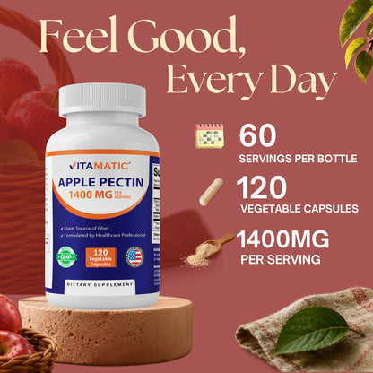 Apple Pectin 1400mg per Serving, 120 Capsules