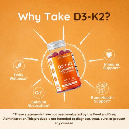 Vitamatic Vitamin D3 + K2 Gummies, 60 Gummies