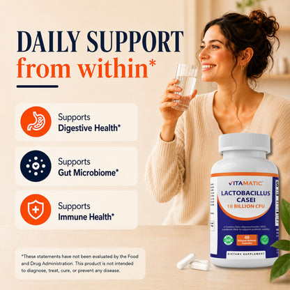 Vitamatic Lactobacillus Casei 10 Billion CFU with XOS Prebiotic, 60 Delayed Release Capsules