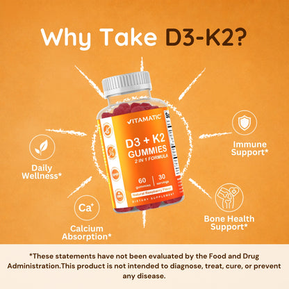 Vitamatic Vitamin D3 + K2 Gummies, 60 Gummies