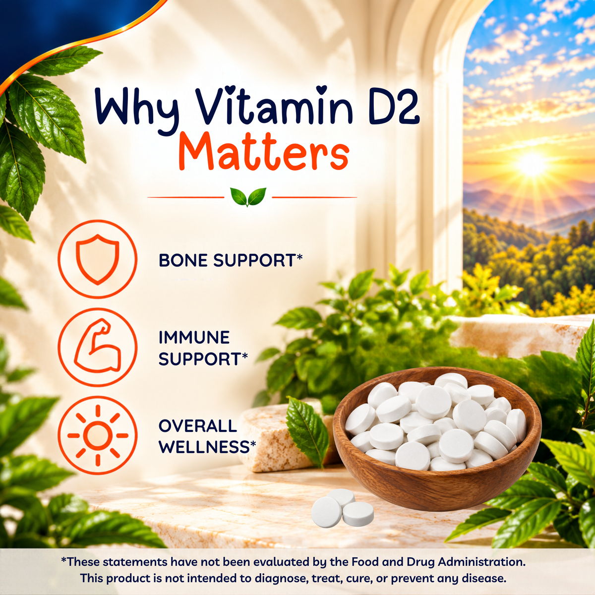Vitamin D2 2400 IU (60 mcg), 180 Tablets