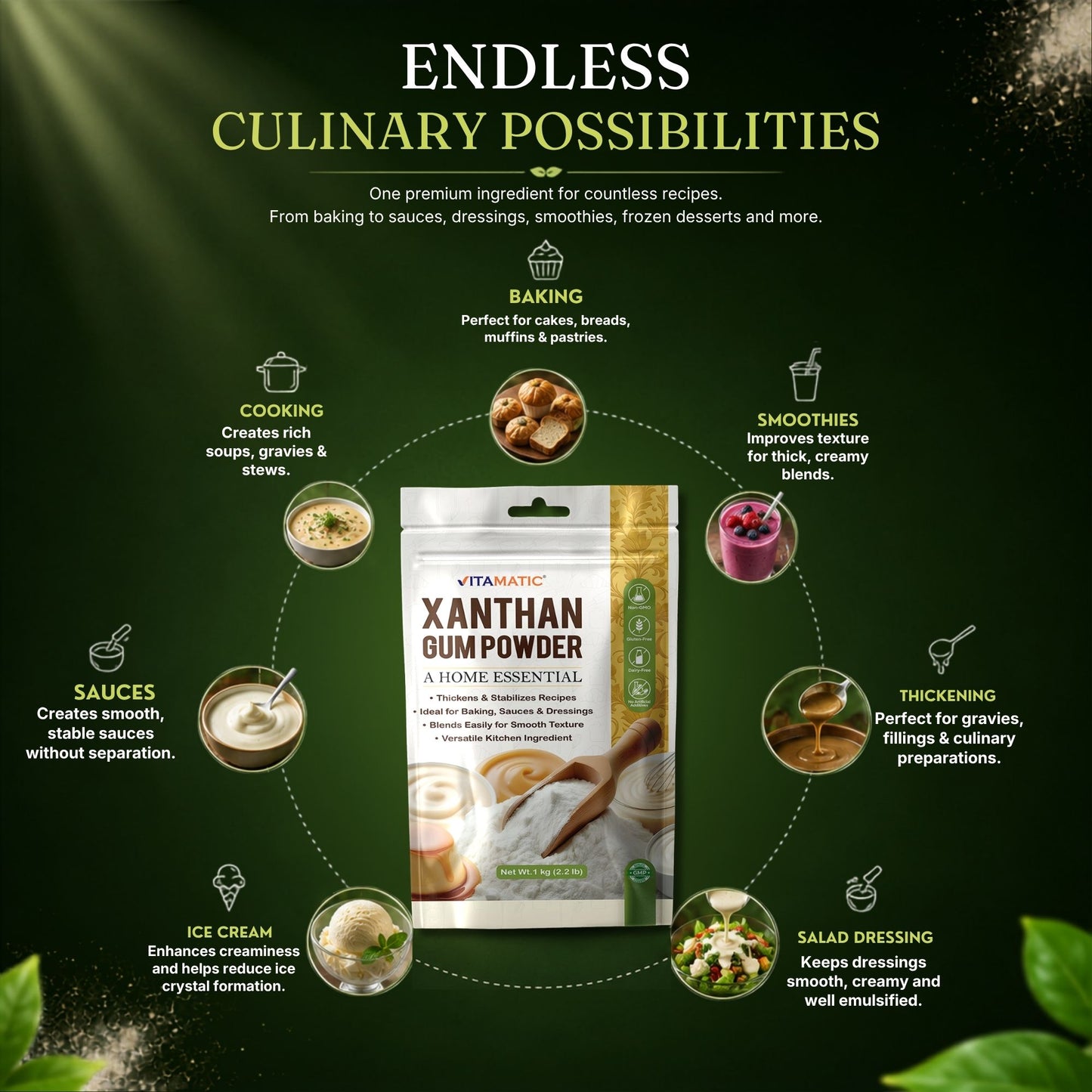 Vitamatic Xanthan Gum Powder 1 kg (2.2 lb)