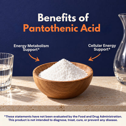 Pantothenic Acid Powder 500mg Per Serving, 100g Pouch