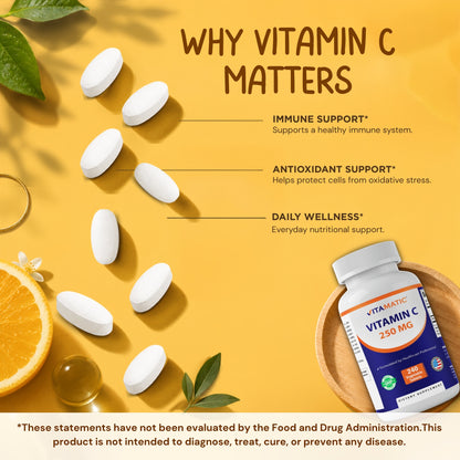 Vitamatic Vitamin C 250mg 240 Vegetarian Tablets