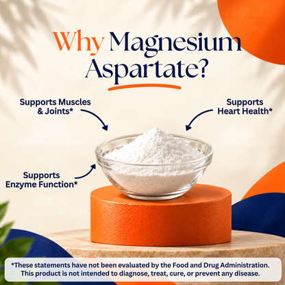 Magnesium Aspartate Powder 1000 mg Per Serving, 250g Pouch