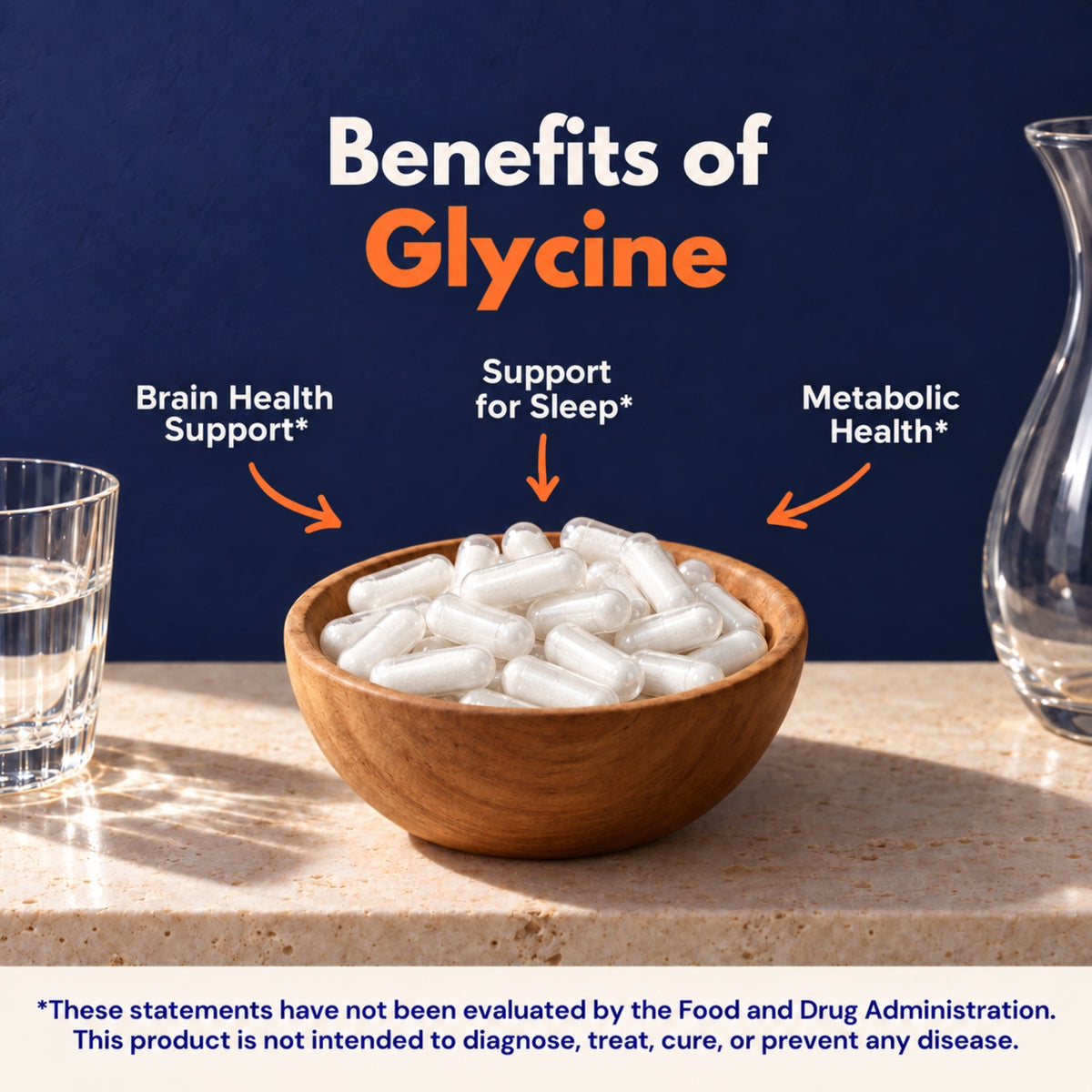 Glycine 2000mg Per Serving, 300 Veg Capsules