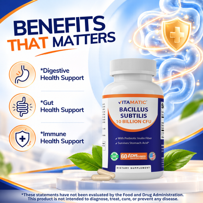 Bacillus Subtilis 10 Billion CFU, 60 DR Capsules