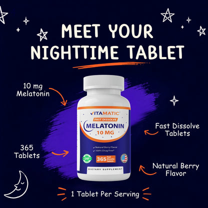 Vitamatic Melatonin 10mg Fast Dissolve, 365 Tablets
