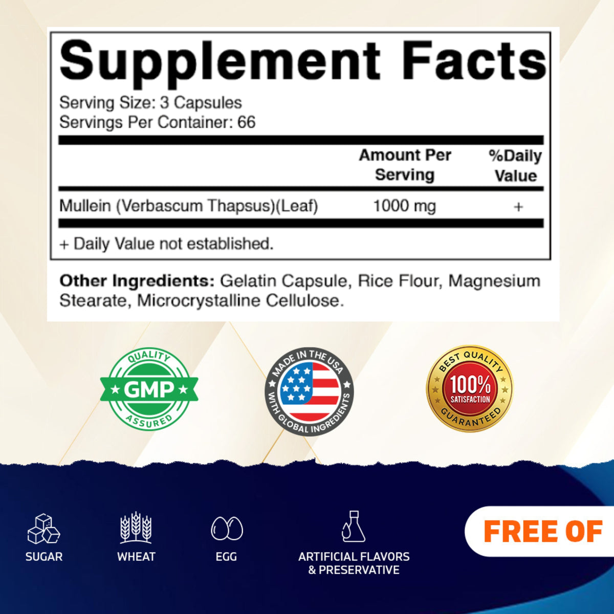 Mullein Leaf 1000mg per Serving Capsules