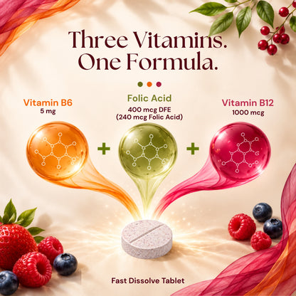 Vitamatic Folic Acid with B6 & B12, 180 Tablets