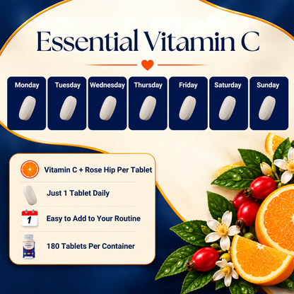 Vitamatic Vitamin C 1000 mg with Rose Hip 25 mg – 180 Tablets