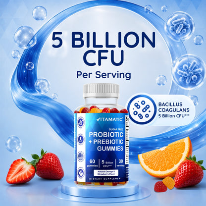 Vitamatic Sugar Free Probiotic 5 Billion CFU, 60 Gummies