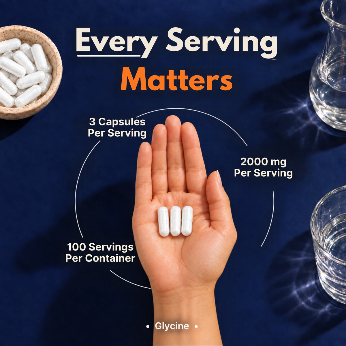 Glycine 2000mg Per Serving, 300 Veg Capsules