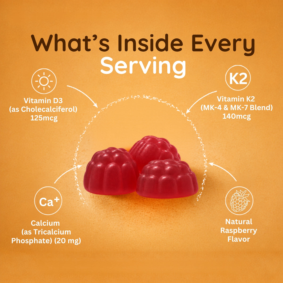 Vitamatic Vitamin D3 + K2 Gummies, 60 Gummies