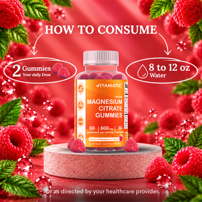 Vitamatic Magnesium Citrate 600mg, 60 Vegan Gummies