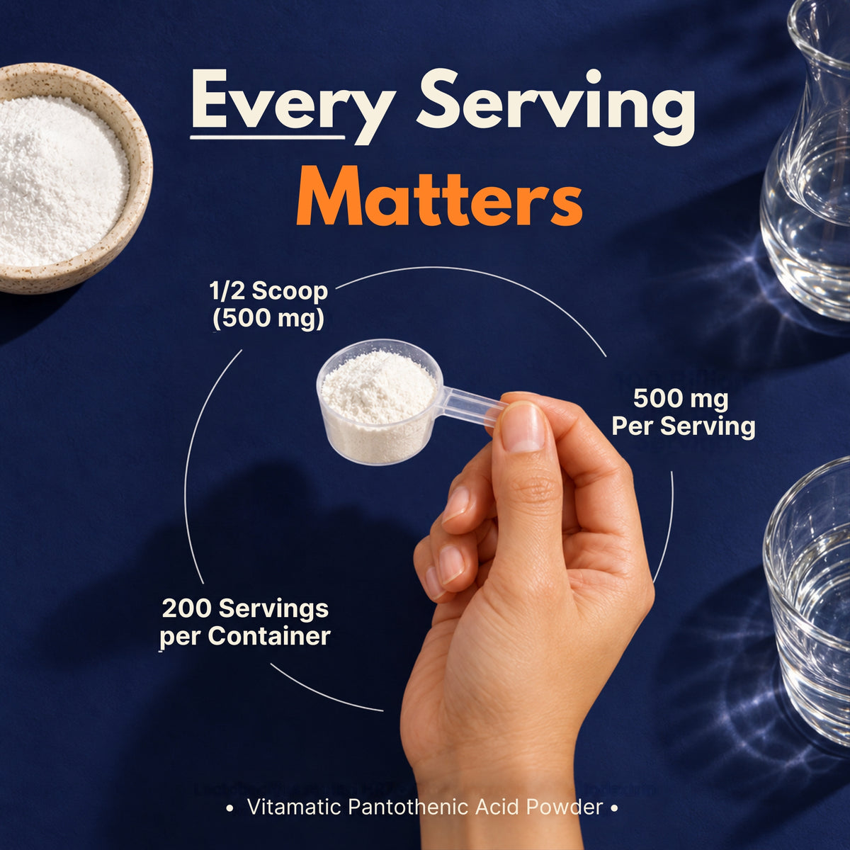 Pantothenic Acid Powder 500mg Per Serving, 100g Pouch
